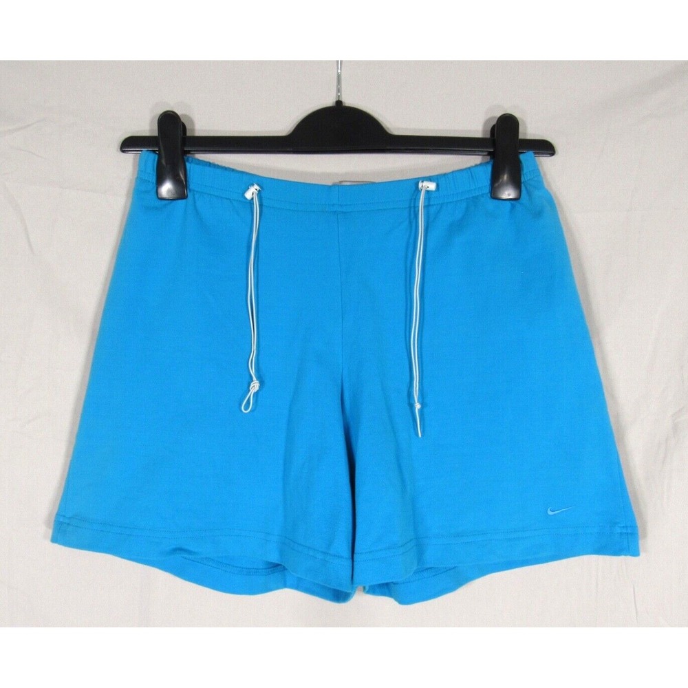 Vtg NIKE Blue MID-WEIGHT Stretch Knit TOGGLE CINCHED WAIST Brief Lined SHORTS L